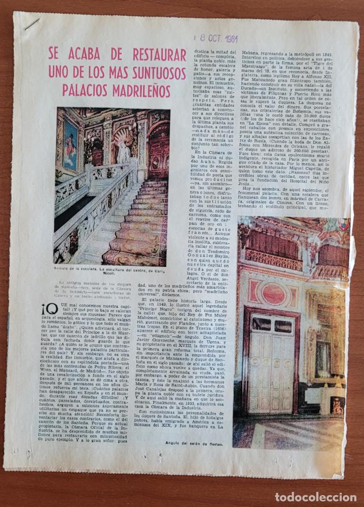 Coleccionismo de Revistas y Peri&oacute;dicos: Recortes ABC 8-10-61 Restauraci&oacute;n del palacio de los Duques de Santo&ntilde;a. C&aacute;mara de Industria