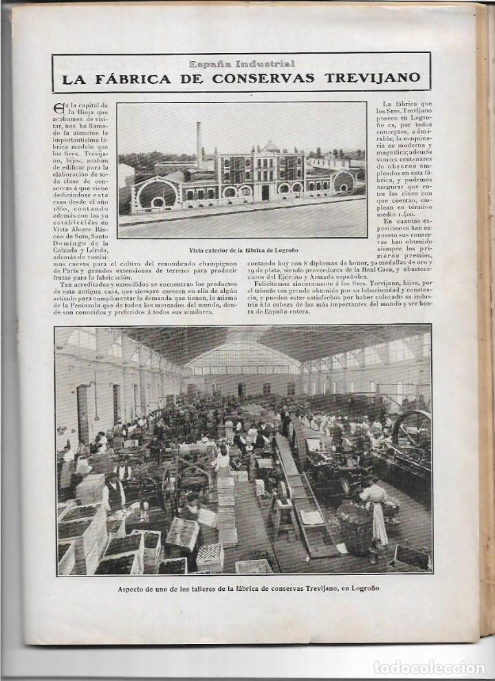 Collectionnisme de Revues et Journaux: &Ntilde;O 1909 CONSERVAS TREVIJANO FABRICA LOGRO&Ntilde;O AMBULANCIA SANIDAD MILITAR ATENTADO ESCOLAPIOS SAN ANTON