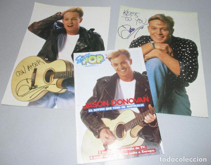 Coleccionismo de Revistas y Peri&oacute;dicos: SUPER POP lote 2 fotograf&iacute;as gran tama&ntilde;o con aut&oacute;grafo impreso + fasc&iacute;culo, JASON DONOVAN