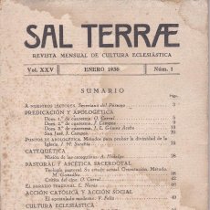 Coleccionismo de Revistas y Periódicos: REVISTA MENSUAL ”SAL TERRAE” DE CULTURA ECLESIÁSTICA. Nº 1 ENERO 1936. Lote 347922178