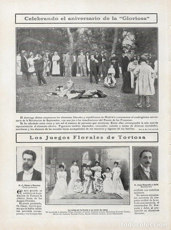 Coleccionismo de Revistas y Peri&oacute;dicos: 1908 HOJA REVISTA MADRID PUENTE DE LOS FRANCESES ANIVERSARIO REVOLUCI&Oacute;N DE SEPTIEMBRE 'LA GLORIOSA'
