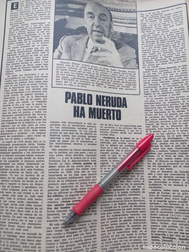 Coleccionismo de Revistas y Peri&oacute;dicos: MUERTE DE PABLO NERUDA. RECORTE TRIUNFO SEPTIEMBRE 1973