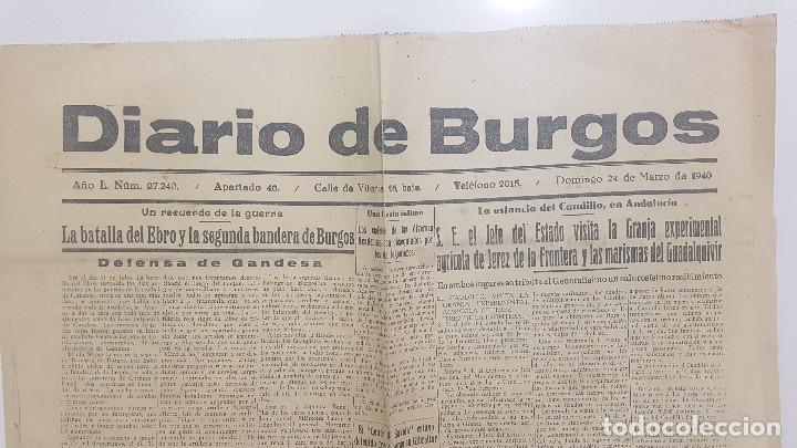Collection Magazines and Newspapers: Peri&oacute;dico DIARIO DE BURGOS 1940 Guerra Civil Batalla del Ebro defensa Gandesa. Franco Jerez Frontera