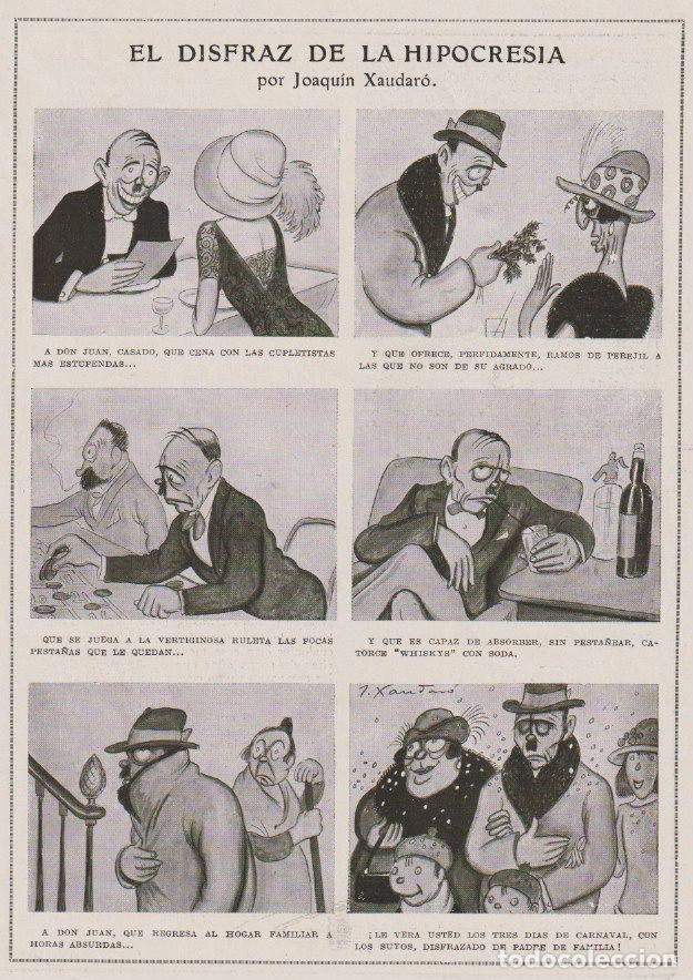 Colecionismo de Revistas e Jornais: El disfraz de la hipocres&iacute;a / p&aacute;gina de humor de Joaqu&iacute;n Xaudar&oacute; - 1924