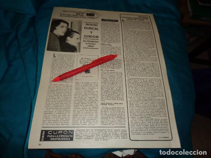 Coleccionismo de Revistas y Peri&oacute;dicos: RECORTE : GRAFOLOGIA DEL AMOR : ROCIO DURCAL Y JUNIOR. SEMANA, ENERO 1970(#)