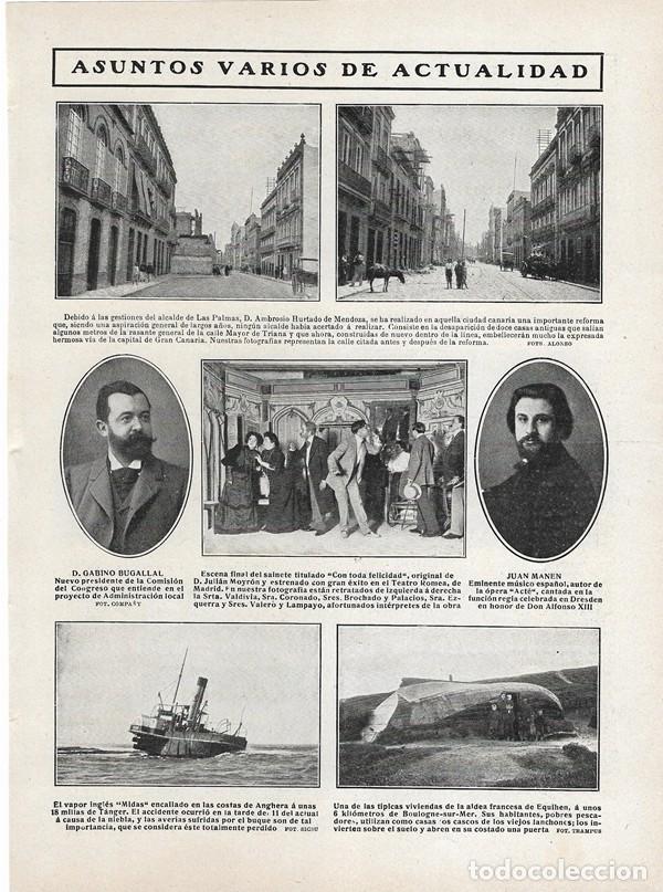 Coleccionismo de Revistas y Peri&oacute;dicos: 1908 HOJA REVISTA MARRUECOS T&Aacute;NGER ANGHERA BARCO VAPOR INGL&Eacute;S ENCALLADO