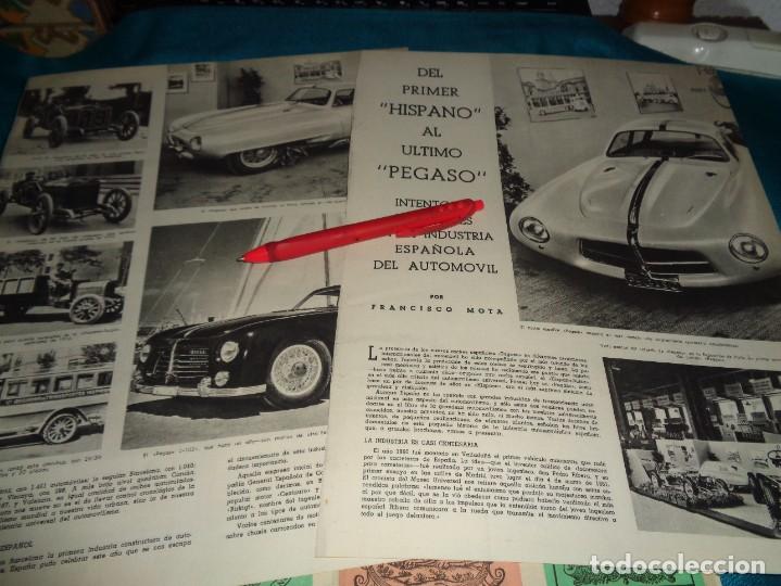 Coleccionismo de revistas y peri&oacute;dicos: RECORTE : AUTOMOVILES ESPA&Ntilde;OLES : DEL HISPANO AL PEGASO. MUNDO HISPANICO, OCTB 1952