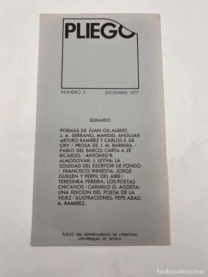 Collectionnisme de Revues et Journaux: PLIEGO. DEPARTAMENTO DE LITERATURA. UNIVERSIDAD DE SEVILLA. N&ordm; 3. DICIEMBRE 1977. VER FOTOS