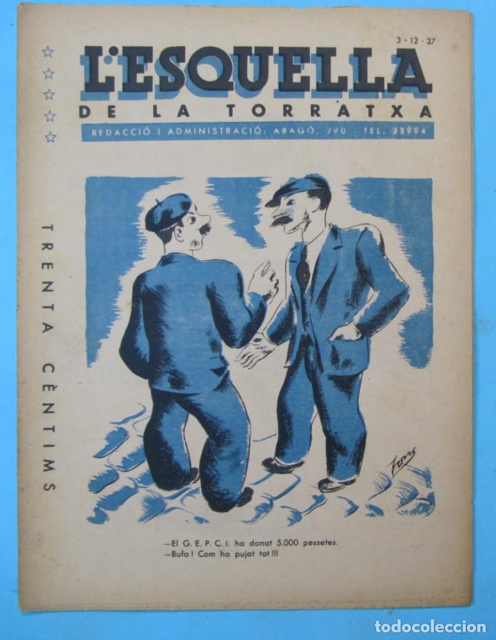 Coleccionismo de revistas y peri&oacute;dicos: L'ESQUELLA DE LA TORRATXA. N&ordm; 3041. 3 DECEMBRE 1937.
