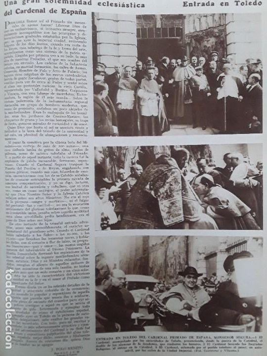 Collection Magazines and Newspapers: VISITA TOLEDO CARDENAL SEGURA TENOR JUAN GARCIA RAFAEL SUAREZ SOLIS PERIODISTA REVISTA A&Ntilde;O 1928