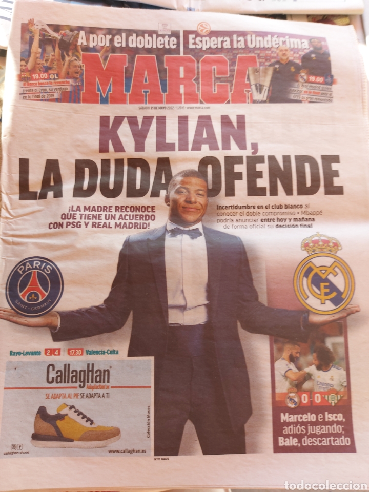 Coleccionismo de Revistas y Peri&oacute;dicos: PERIODICO MARCA 21 MAYO 2022. MBAPPE DUDA