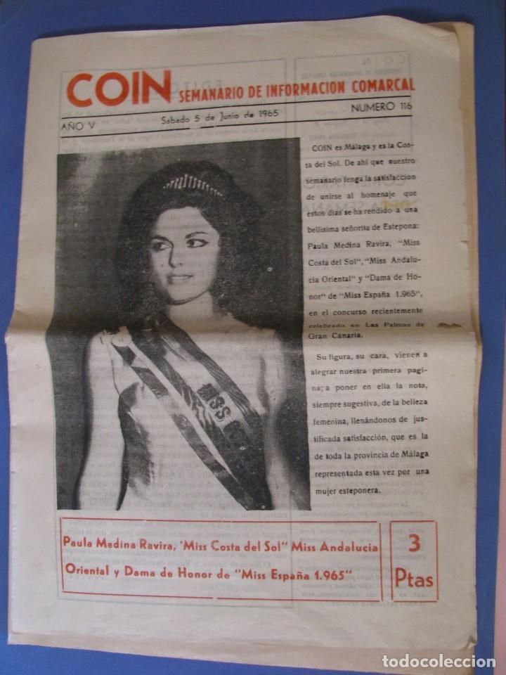 Coleccionismo de Revistas y Peri&oacute;dicos: PERI&Oacute;DICO COIN, SEMANARIO DE INFORMACI&Oacute;N COMARCAL. 5 DE JUNIO 1965.