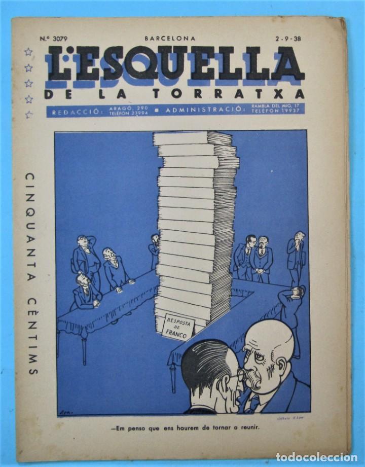 Coleccionismo de revistas y peri&oacute;dicos: L'ESQUELLA DE LA TORRATXA. N&ordm; 3079. 2 SETEMBRE 1938.