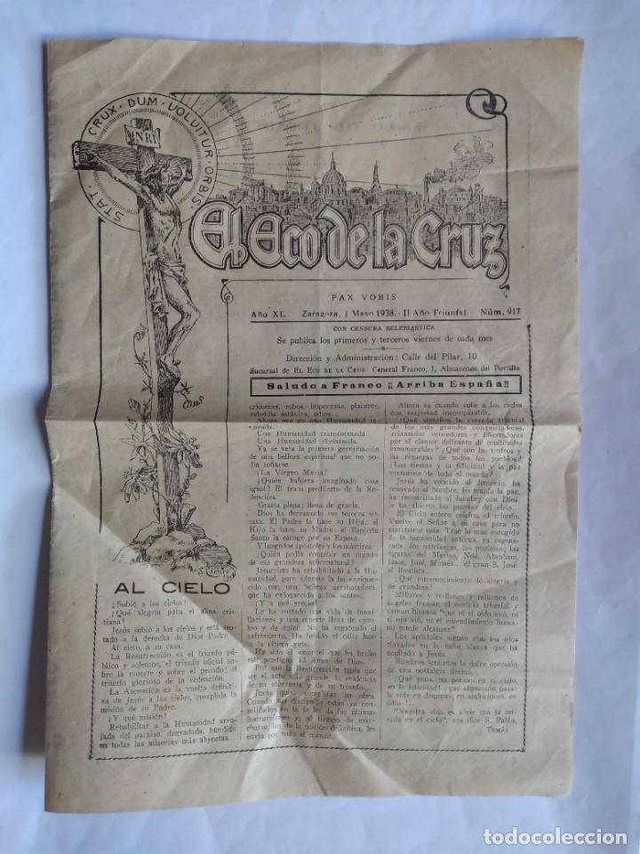 Collezionismo di Riviste e Giornali: EL ECO DE LA CRUZ ZARAGOZA MAYO 1938 II A&Ntilde;O TRIUNFAL N&ordm; 917 GUERRA CIVIL CON CENSURA ECLESI&Aacute;STICA