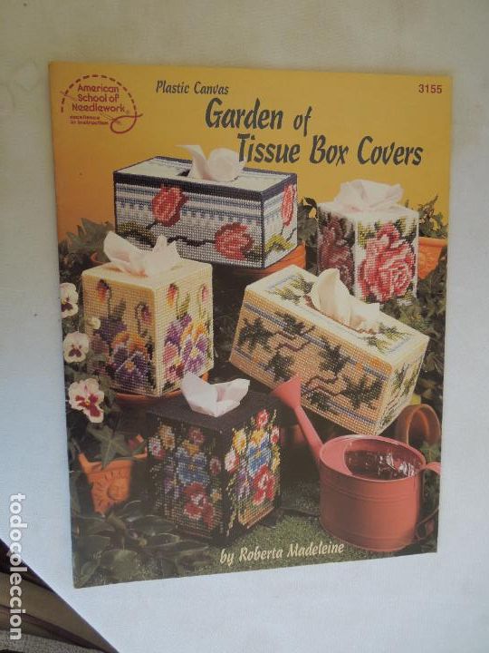 Collection Magazines and Newspapers: GARDEN OF TISSUE BOX COVER .- PLASTIC CANVAS - BY ROBERTA MADELEINE - PUNTO CRUZ - 3155