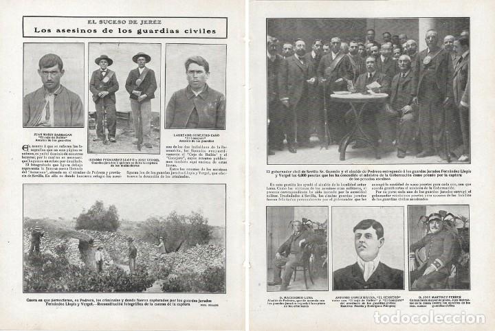 Collezionismo di Riviste e Giornali: 1908 HOJAS REVISTA SEVILLA PEDRERA CAPTURA ASESINOS DE GUARDIAS CIVILES EN JEREZ CUEVA ALCALDE, JUEZ