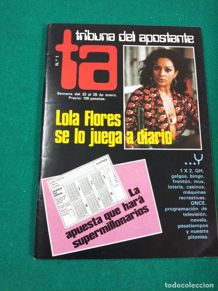 Coleccionismo de revistas y peri&oacute;dicos: TA TRIBUNA DEL APOSTANTE N&ordm; 1. 23-29 ENERO. LOLA FLORES EN PORTADA.NUMERO UNO.