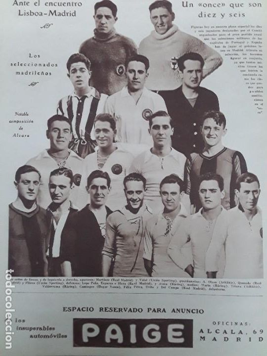Sammeln von Zeitschriften und Zeitungen: LISBOA-MADRID PARTIDO FUTBOL SELECCIONES MILITARES LOS SELECCIONADOS MADRILE&Ntilde;OS HOJA A&Ntilde;O 1928