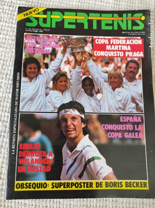 Collectionnisme de Revues et Journaux: SUPER TENIS N&ordm; 34 SUPERPOSTER DE BORIS BECKER, COPA FEDERACION, MARTINA - SUPERTENIS