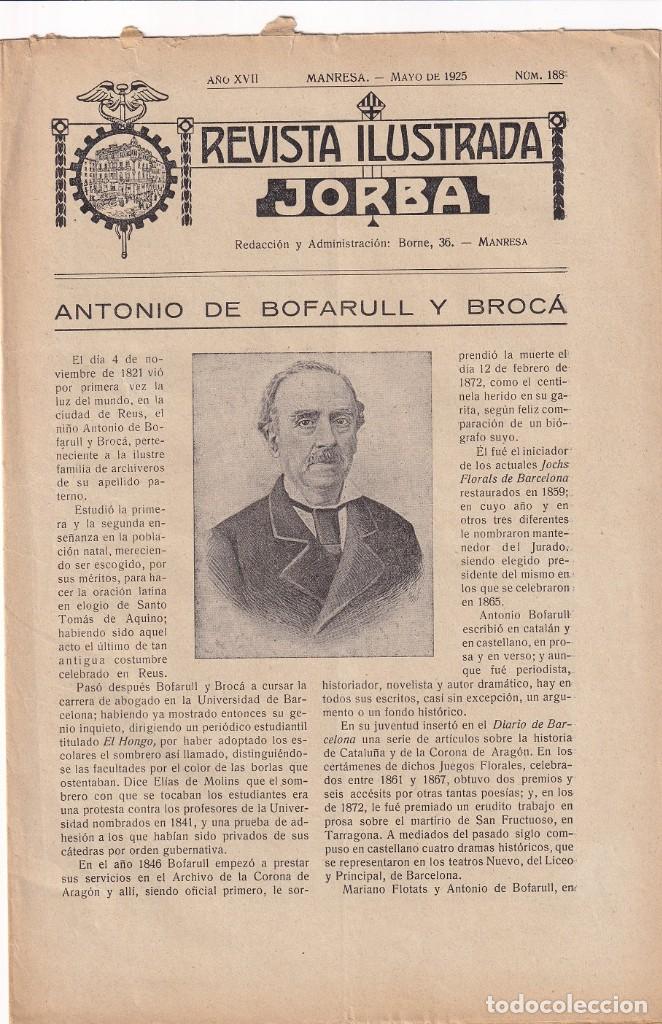 Collezionismo di Riviste e Giornali: Revista Ilustrada Jorba A&ntilde;o XVII Manresa Mayo 1925 N&uacute;m. 188 - Antonio de Bofarull y Broc&aacute;