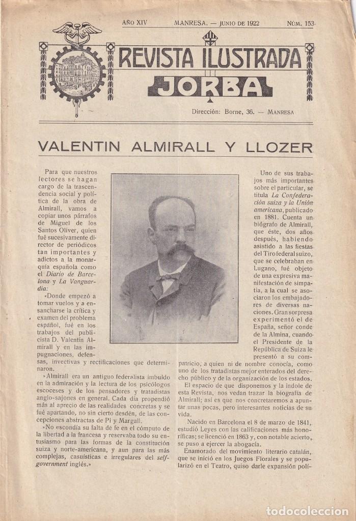 Sammeln von Zeitschriften und Zeitungen: Revista Ilustrada Jorba A&ntilde;o XIV Manresa Junio 1922 N&uacute;m. 153 / Valentin Almirall y Llozer / Intonso