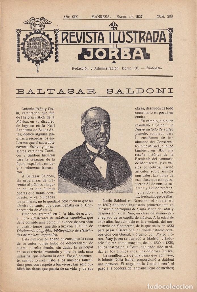 Collezionismo di Riviste e Giornali: Revista Ilustrada Jorba A&ntilde;o XIX Manresa Enero 1927 N&uacute;m. 208 / Baltasar Saldoni
