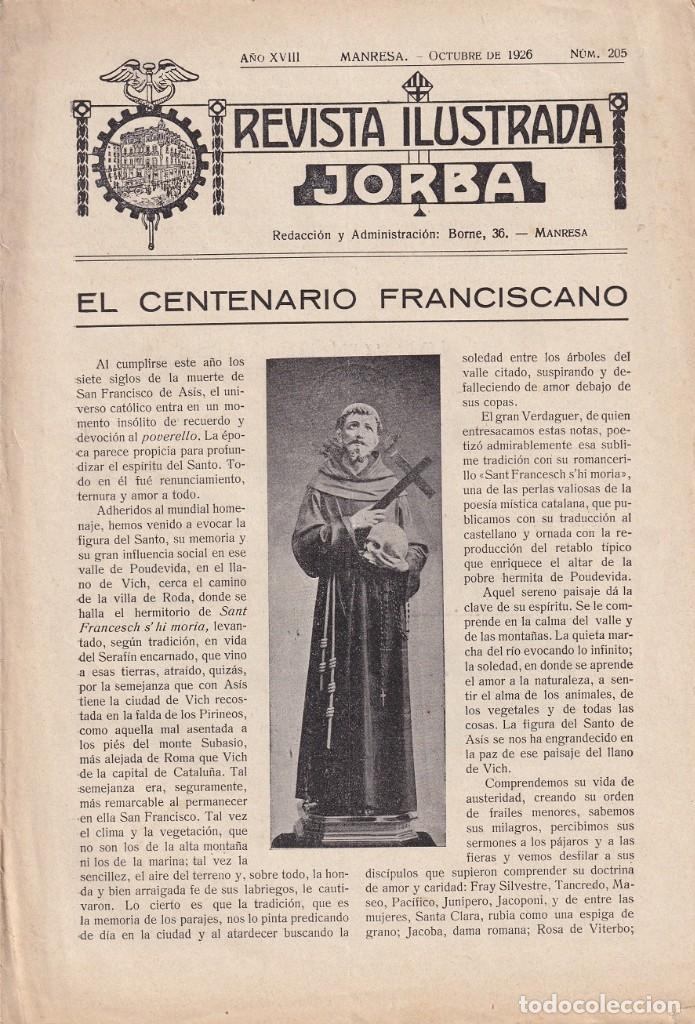 Collezionismo di Riviste e Giornali: Revista Ilustrada Jorba A&ntilde;o XVIII Manresa Octubre 1926 N&uacute;m. 205 / El centenario franciscano