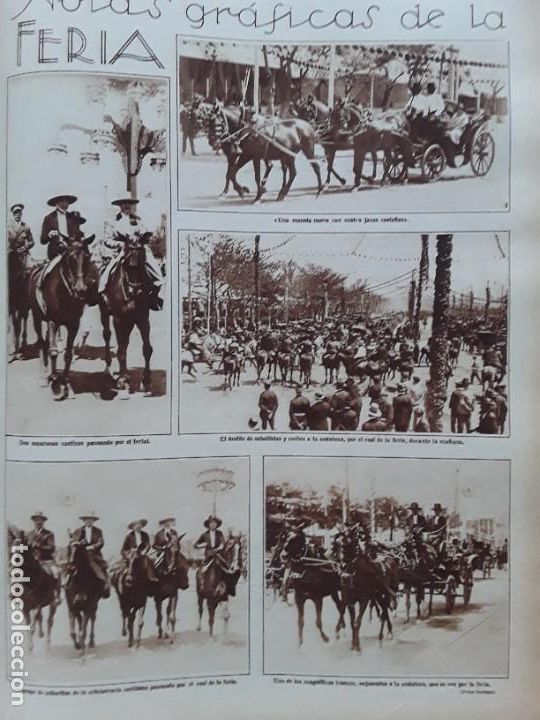 Collezionismo di Riviste e Giornali: LA FERIA DE SEVILLA AMAZONAS CASTIZAS TRONCOS MANOLA DESFILE CABALLISTAS HOJA A&Ntilde;O 1928