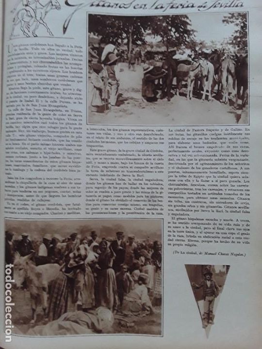 Coleccionismo de revistas y peri&oacute;dicos: GITANOS EN LA FERIA DE SEVILLA HOJA A&Ntilde;O 1928