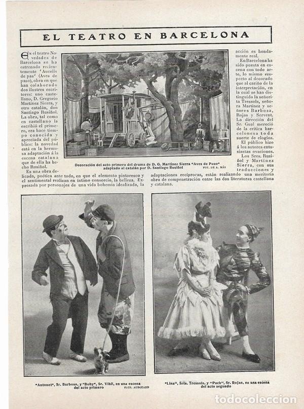 Collectionnisme de Revues et Journaux: 1908 HOJA REVISTA BARCELONA TEATRO NOVEDADES ACTORES BARBOSA VIHIL TRESSOLS ROJAS OCELLS DE PAS
