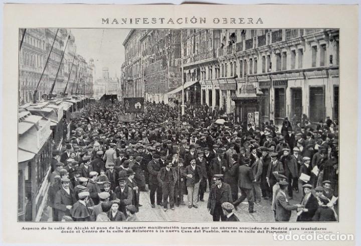 Collezionismo di Riviste e Giornali: 1908 HOJAS REVISTA MADRID CALLE ALCAL&Aacute; MANIFESTACI&Oacute;N OBRERA DIRECCI&Oacute;N CALLE PIAMONTE CASA DEL PUEBLO