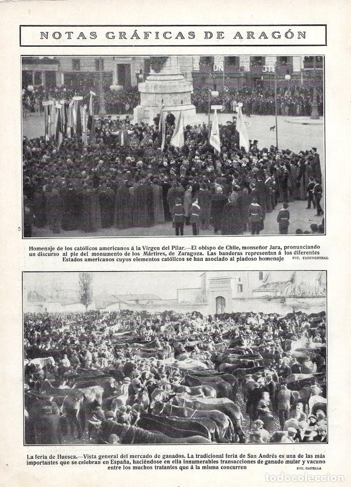 Coleccionismo de Revistas y Peri&oacute;dicos: 1908 HOJA REVISTA ZARAGOZA HOMENAJE CAT&Oacute;LICOS AMERICANOS A LA VIRGEN DEL PILAR, OBISPO DE CHILE