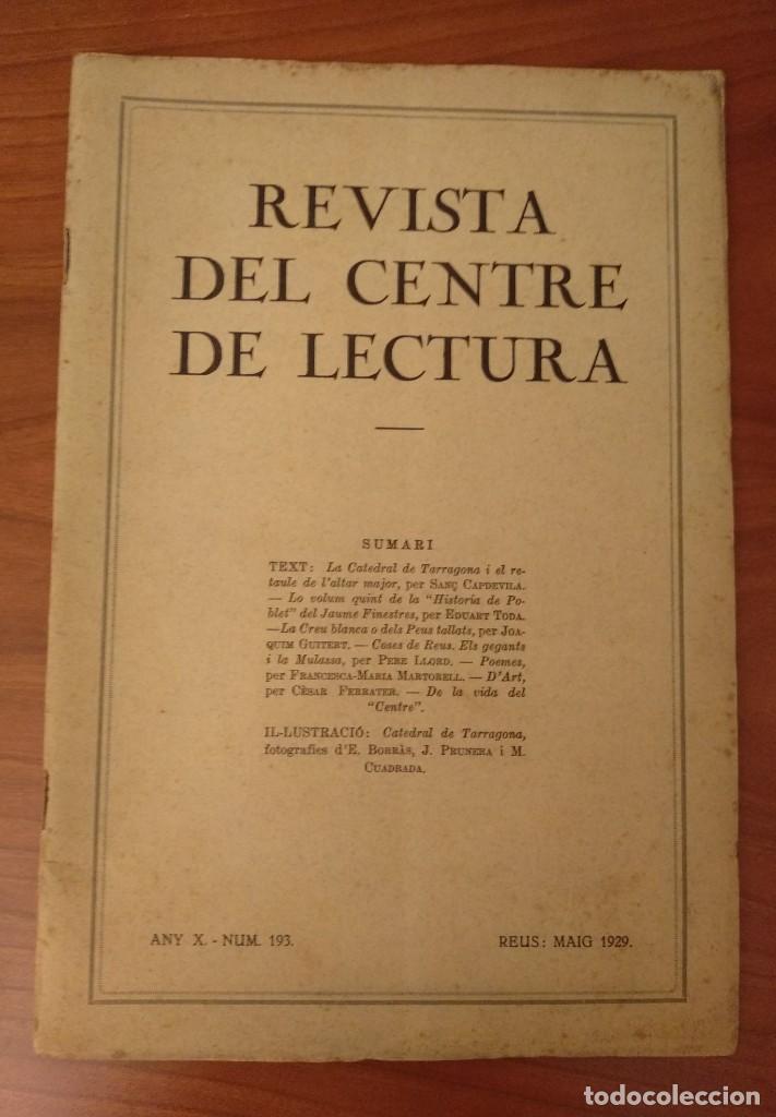 Coleccionismo de Revistas y Peri&oacute;dicos: Revista del Centre de Lectura de Reus. Maig 1929