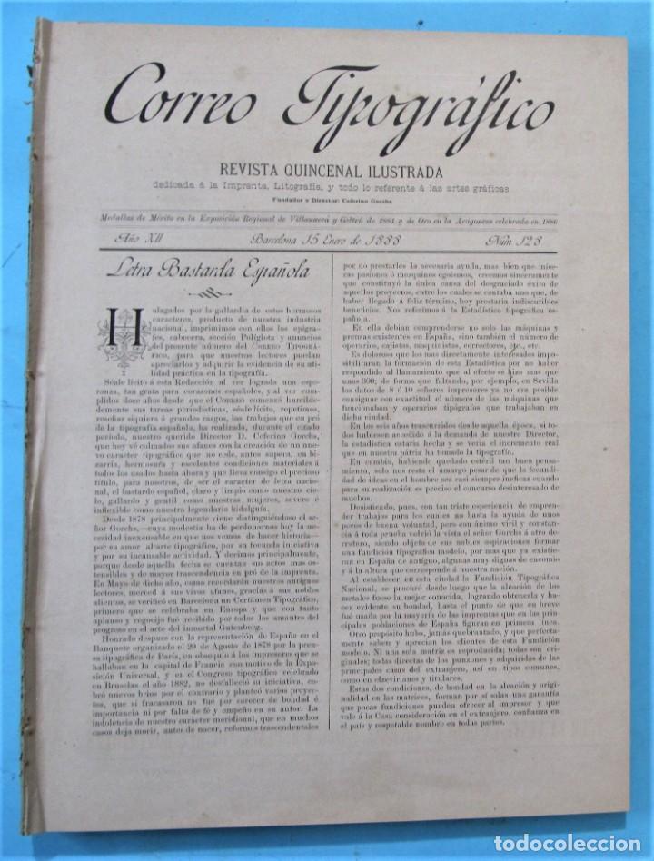 Coleccionismo de Revistas y Peri&oacute;dicos: CORREO TIPOGR&Aacute;FICO DEDICADA A LA IMPRENTA, TIPOGRAF&Iacute;A Y ARTES GR&Aacute;FICAS. 15 REVISTAS. BARCELONA, 1888