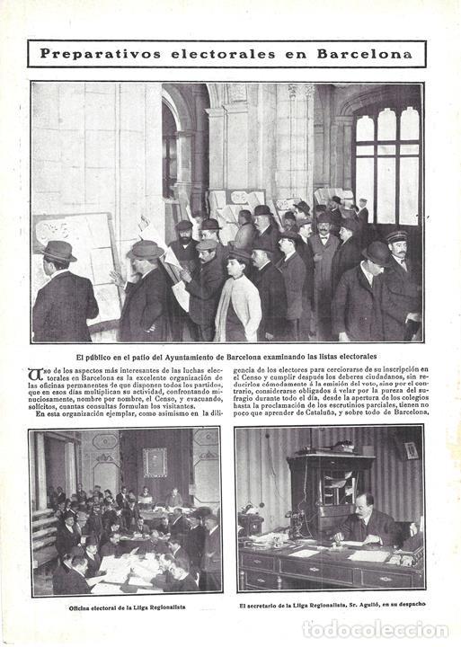 Collectionnisme de Revues et Journaux: 1908 HOJA REVISTA BARCELONA ELECCIONES OFICINA ELECTORAL LLIGA REGIONALISTA, SR. AGULL&Oacute; AYUNTAMIENTO