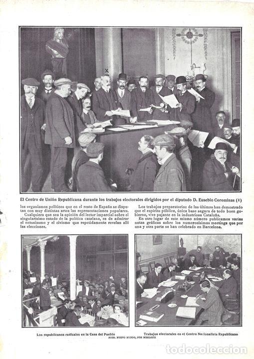 Coleccionismo de Revistas y Peri&oacute;dicos: 1908 HOJA REVISTA BARCELONA ELECCIONES CENTRO DE UNI&Oacute;N REP&Uacute;BLICANA, CASA DEL PUEBLO, NACIONALISTA RE