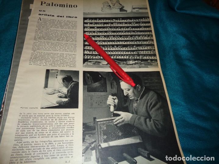 Coleccionismo de revistas y peri&oacute;dicos: RECORTE : PALOMINO : EL ARTE DE LA ENCUADERNACION. MUNDO HISPANICO, ABRIL 1959