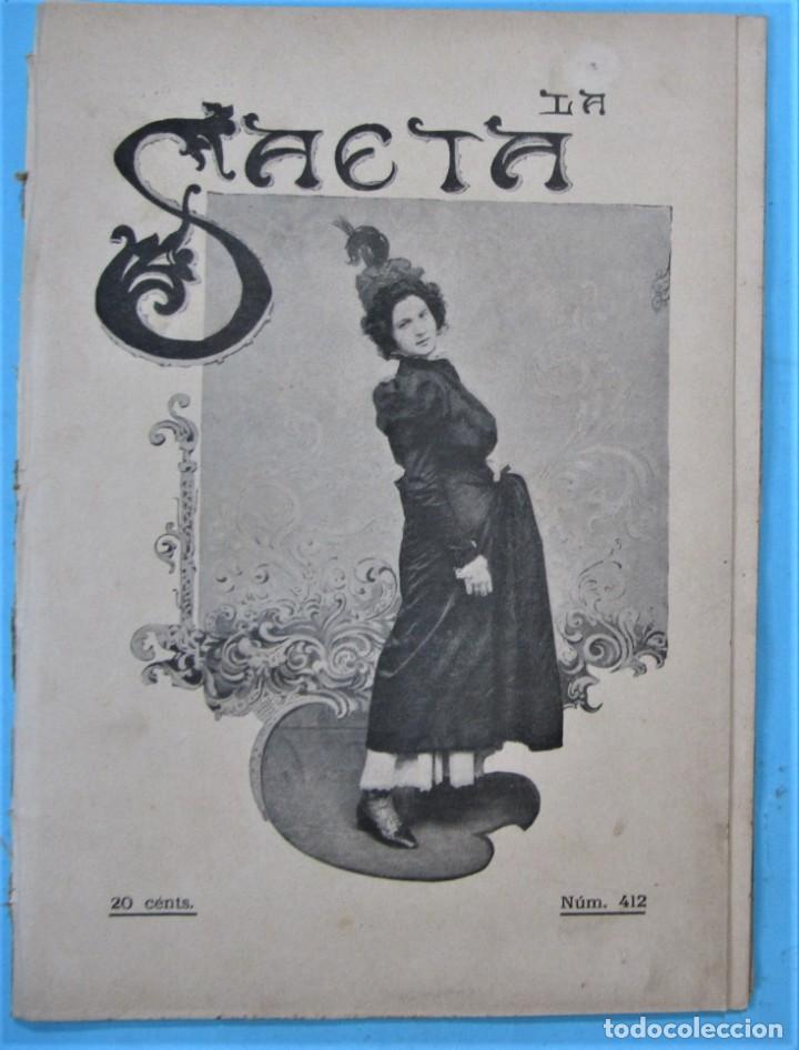 Coleccionismo de Revistas y Peri&oacute;dicos: LA SAETA. 2 REVISTAS ER&Oacute;TICAS. A&Ntilde;O IX. N&ordm; 412, 1898 Y A&Ntilde;O XII. N&ordm;561, 1901. BARCELONA.