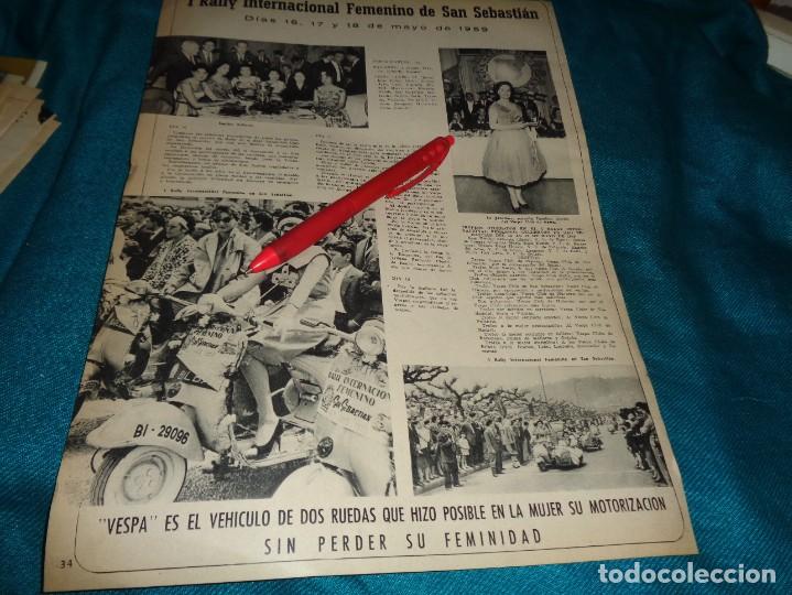 Coleccionismo de Revistas y Peri&oacute;dicos: RECORTE : I RALLY INTERNACIONAL FEMENINO DE S. SEBASTIAN. VESPA . MUNDO HISPANICO, NVTB 1959