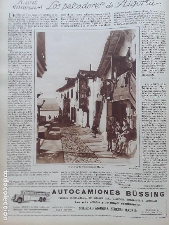 Collectionnisme de Revues et Journaux: LOS PESCADORES DE ALGORTA BILBAO HOJA A&Ntilde;O 1928
