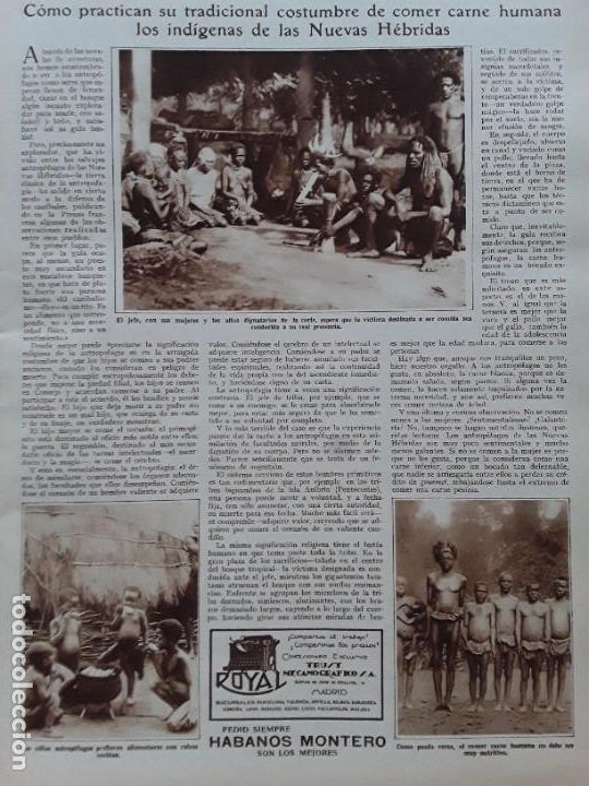 Collezionismo di Riviste e Giornali: CANIBALES DE LAS NUEVAS HEBRIDAS COMER CARNE HUMANA HOJA A&Ntilde;O 1928