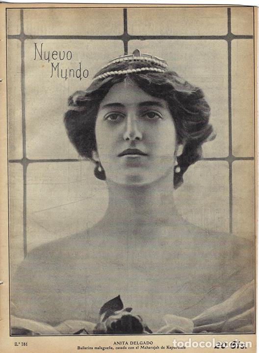 Coleccionismo de Revistas y Peri&oacute;dicos: 1908 HOJA REVISTA PORTADA ANITA DELGADO BAILARINA MALAGUE&Ntilde;A CASADA CON MAHARAJAH DE KAPURTHALA
