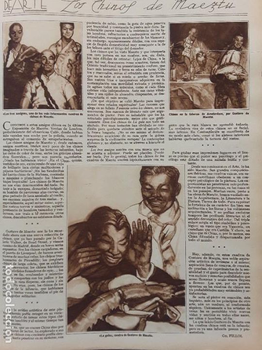 Collectionnisme de Revues et Journaux: GUSTAVO DE MAETZU PINTOR LOS CHINOS HOJA REVISTA A&Ntilde;O 1928