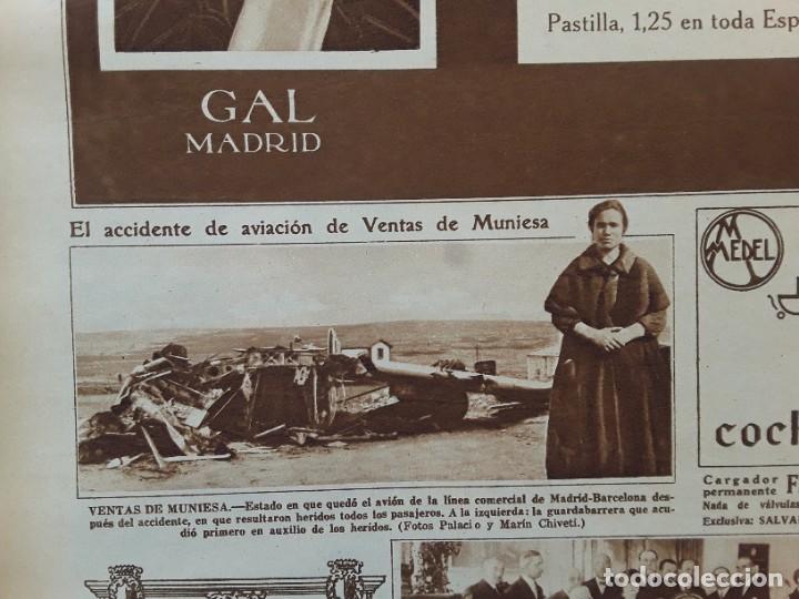 Collezionismo di Riviste e Giornali: VENTAS DE MUNIESA ACCIDENTE AVION COMERCIAL MADRID-BARCELONA GUARDABARRERA HOJA REVISTA A&Ntilde;O 1928