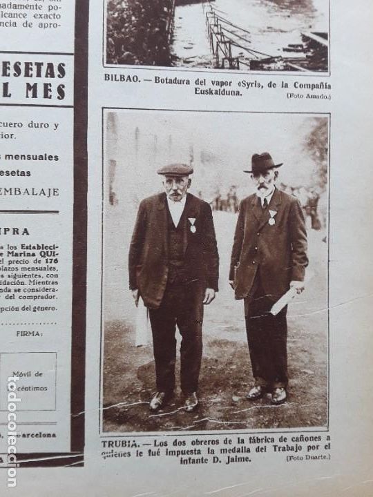 Sammeln von Zeitschriften und Zeitungen: TRUBIA OBREROS FABRICA CA&Ntilde;ONES OVIEDO / COMPA&Ntilde;IA EUSKALDUNA BILBAO BOTADURA VAPOR SYRI HOJA A&Ntilde;O 1928