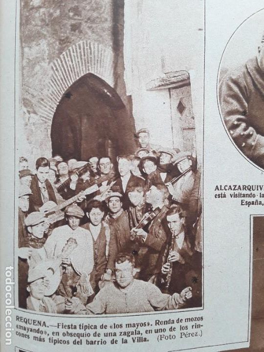 Sammeln von Zeitschriften und Zeitungen: REQUENA FIESTA DE LOS MAYOS RONDA DE MOZOS MAYANDO EN OBSEQUIO UNA ZAGALA HOJA A&Ntilde;O 1928