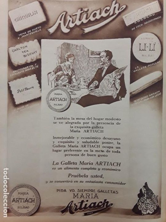 Collezionismo di Riviste e Giornali: MARIA ARTIACH LA REINA DE LAS GALLETAS ESPA&Ntilde;OLAS BILBAO HOJA A&Ntilde;O 1928