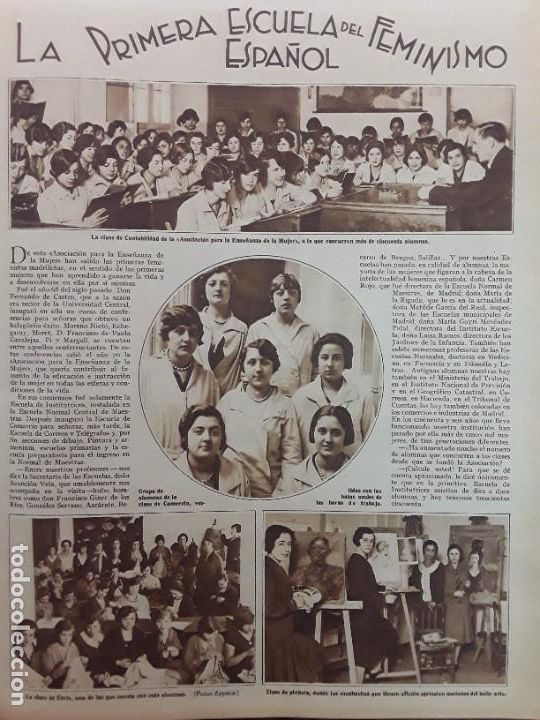 Collezionismo di Riviste e Giornali: LA PRIMERA ESCUELA DEL FEMINISMO ESPA&Ntilde;OL MADRID 2 HOJAS A&Ntilde;O 1928