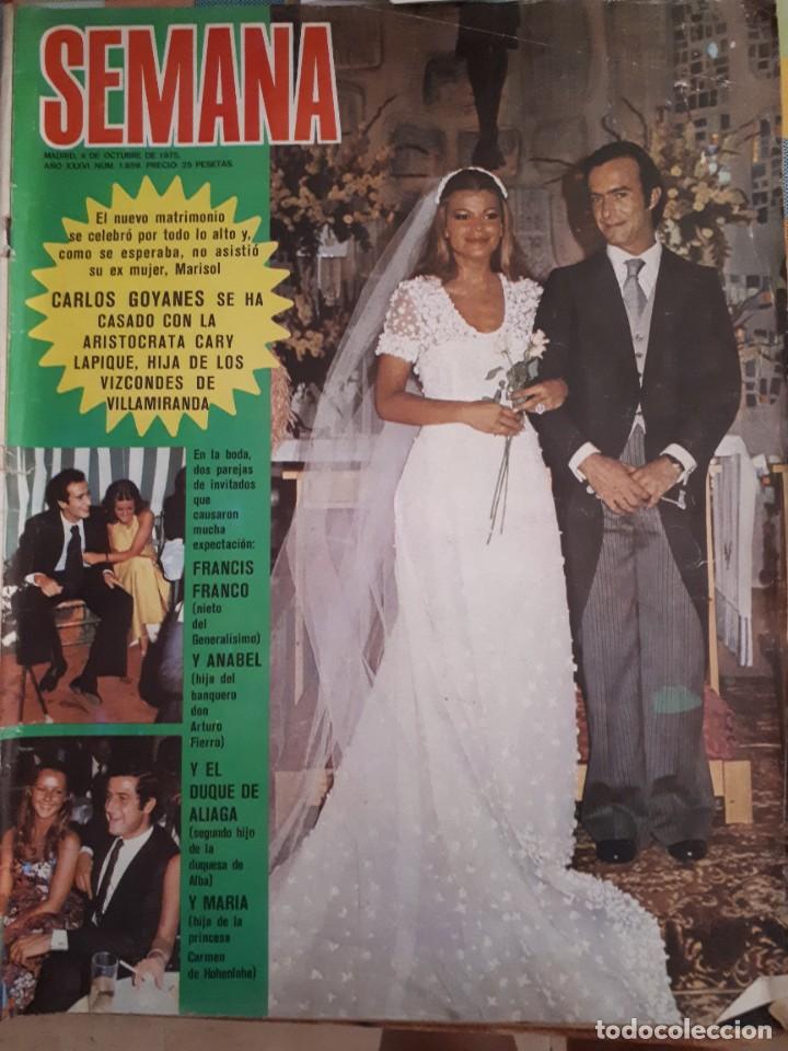 Coleccionismo de Revistas y Peri&oacute;dicos: Revista SEMANA Boda Carlos Goyanes y Cary Lapique 1975