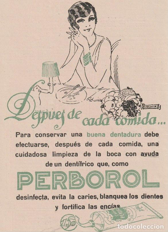 Coleccionismo de Revistas y Peri&oacute;dicos: Publicidad dent&iacute;frico Perborol / dibujo Loygorri - 1927